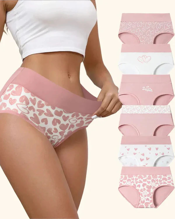 Bragas de mujer de algodón suave y elástico con estampado de corazones -PACK 4 -50% dESCUENTO