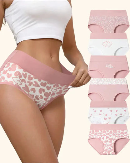 Bragas de mujer de algodón suave y elástico con estampado de corazones  -PACK 4 -50% dESCUENTO