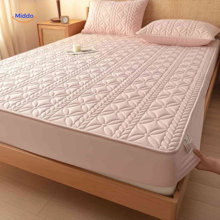 Protectora de Colchon antifluido Comfortora™ | Impermeable, antibacteriana y transpirable, Premium - Viene con Fundas y 50% OFF