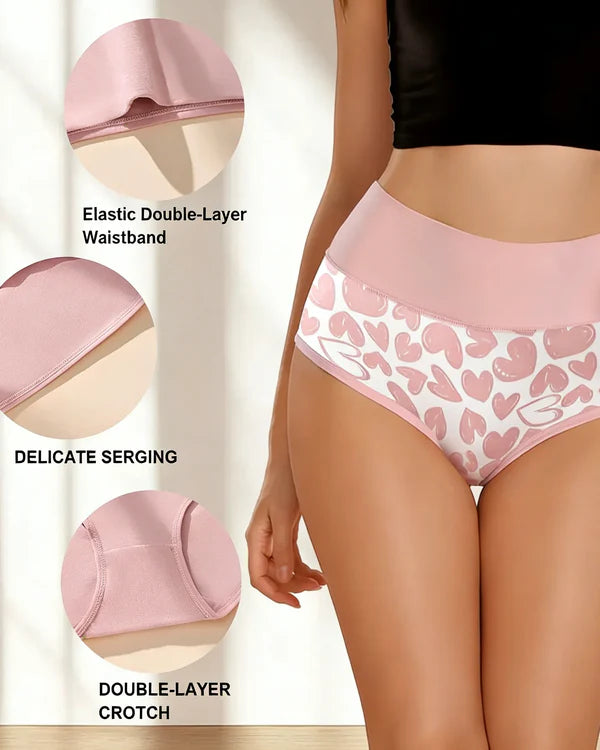 Bragas de mujer de algodón suave y elástico con estampado de corazones  -PACK 4 -50% dESCUENTO