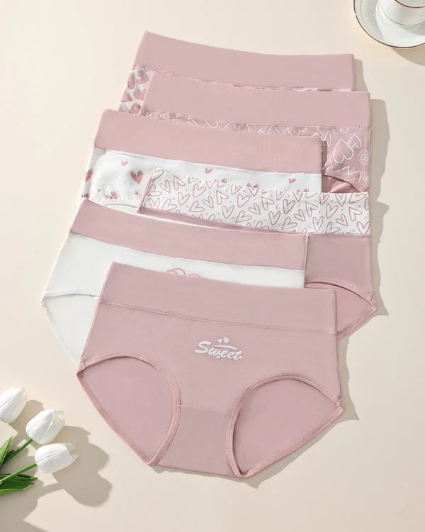 Bragas de mujer de algodón suave y elástico con estampado de corazones  -PACK 4 -50% dESCUENTO