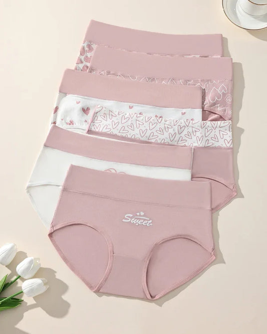Bragas de mujer de algodón suave y elástico con estampado de corazones  -PACK 4 -50% dESCUENTO