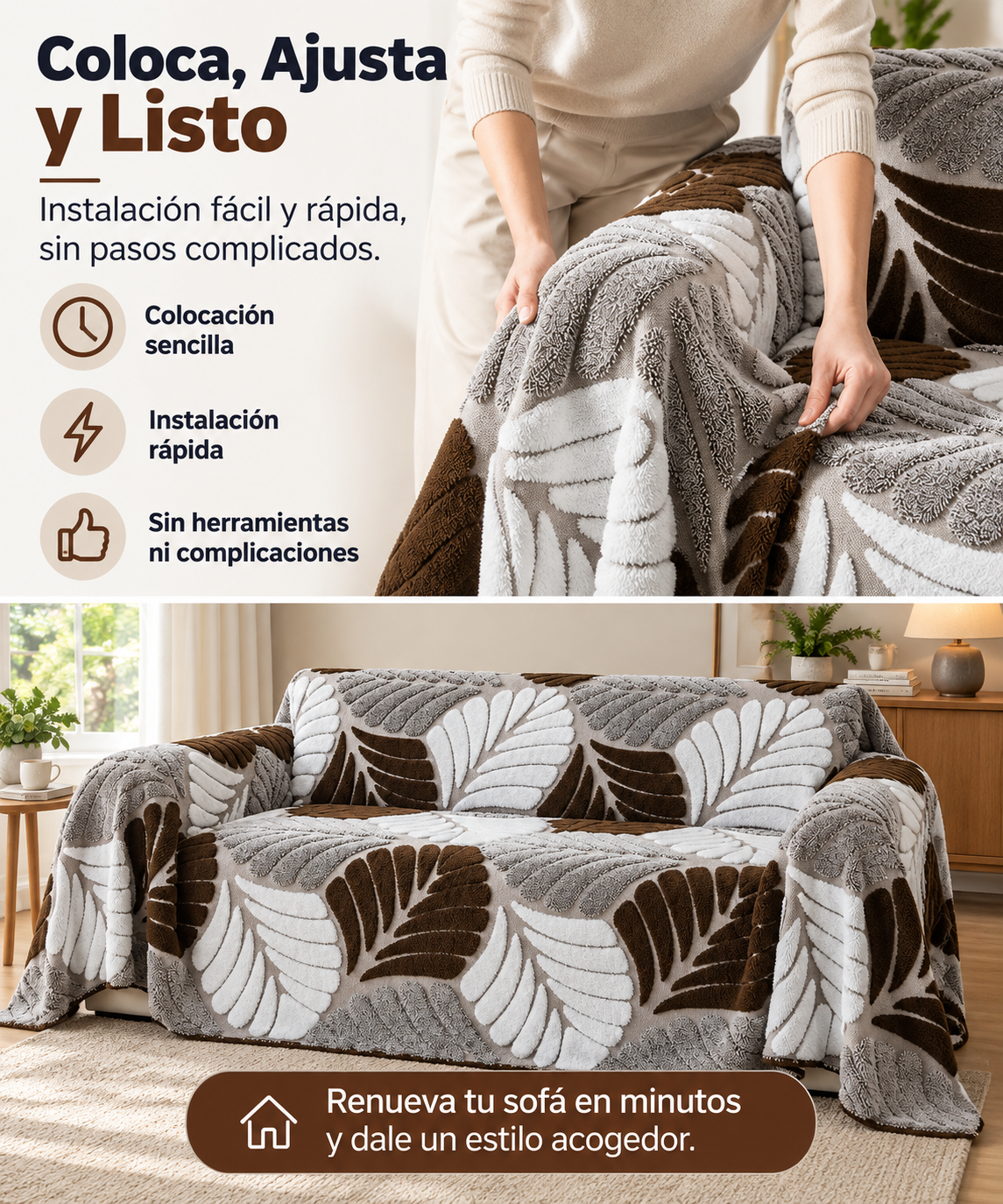 Elegante funda de sofá de jacquard antideslizante. 4 PIEZAS