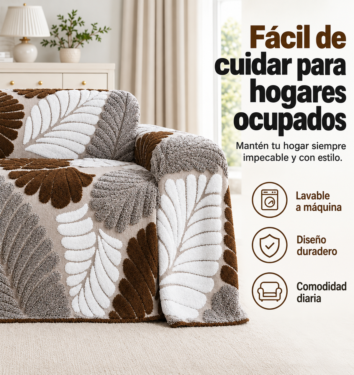 Elegante funda de sofá de jacquard antideslizante. 4 PIEZAS
