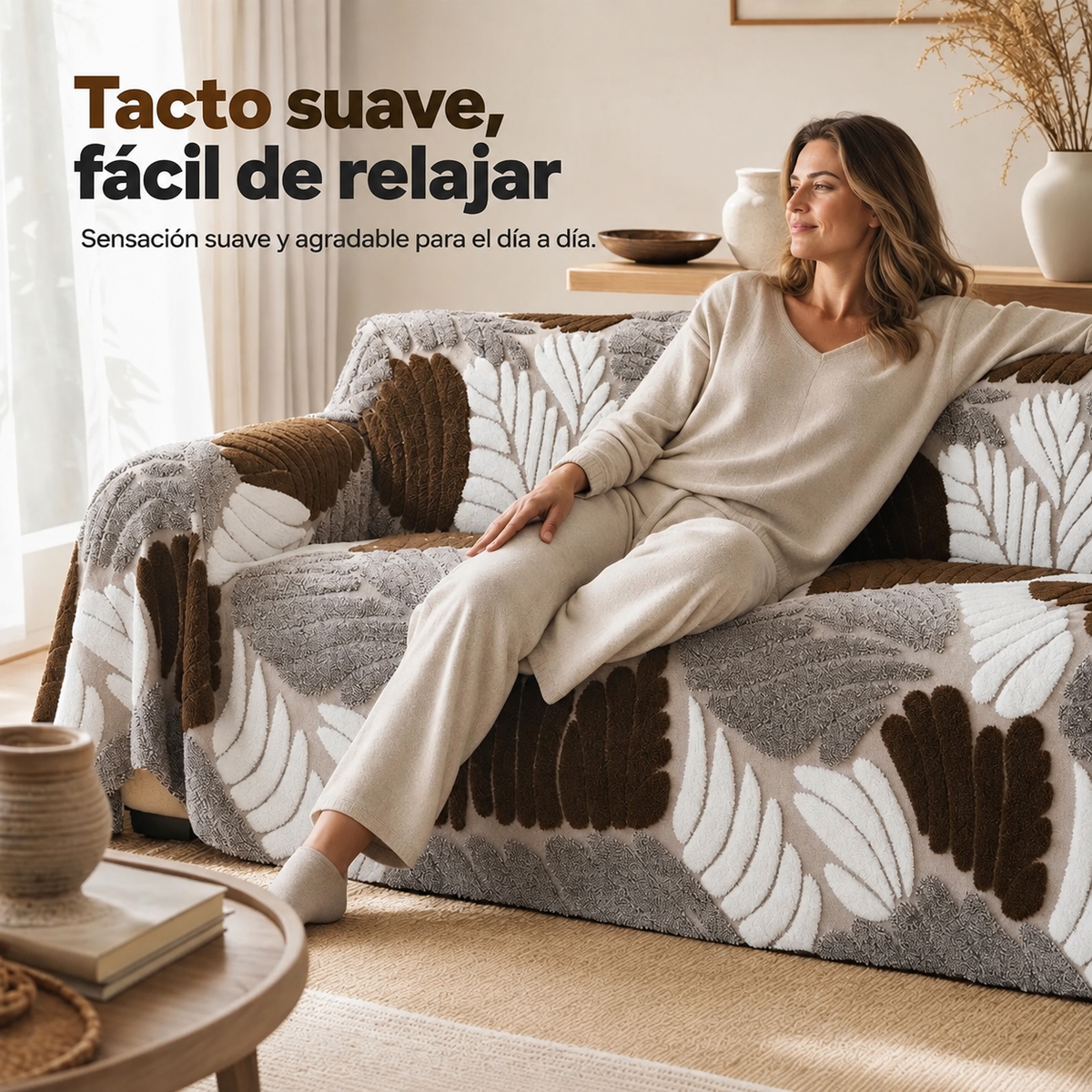 Elegante funda de sofá de jacquard antideslizante. 4 PIEZAS