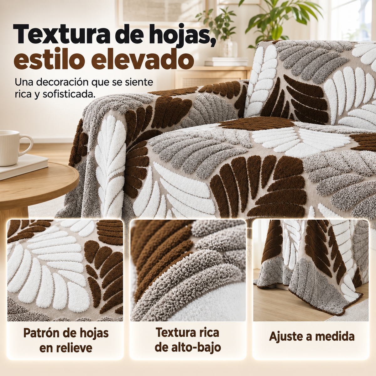 Elegante funda de sofá de jacquard antideslizante. 4 PIEZAS