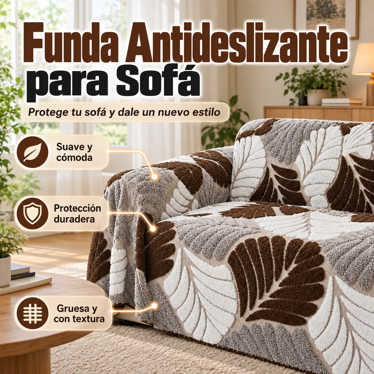 Elegante funda de sofá de jacquard antideslizante. 4 PIEZAS