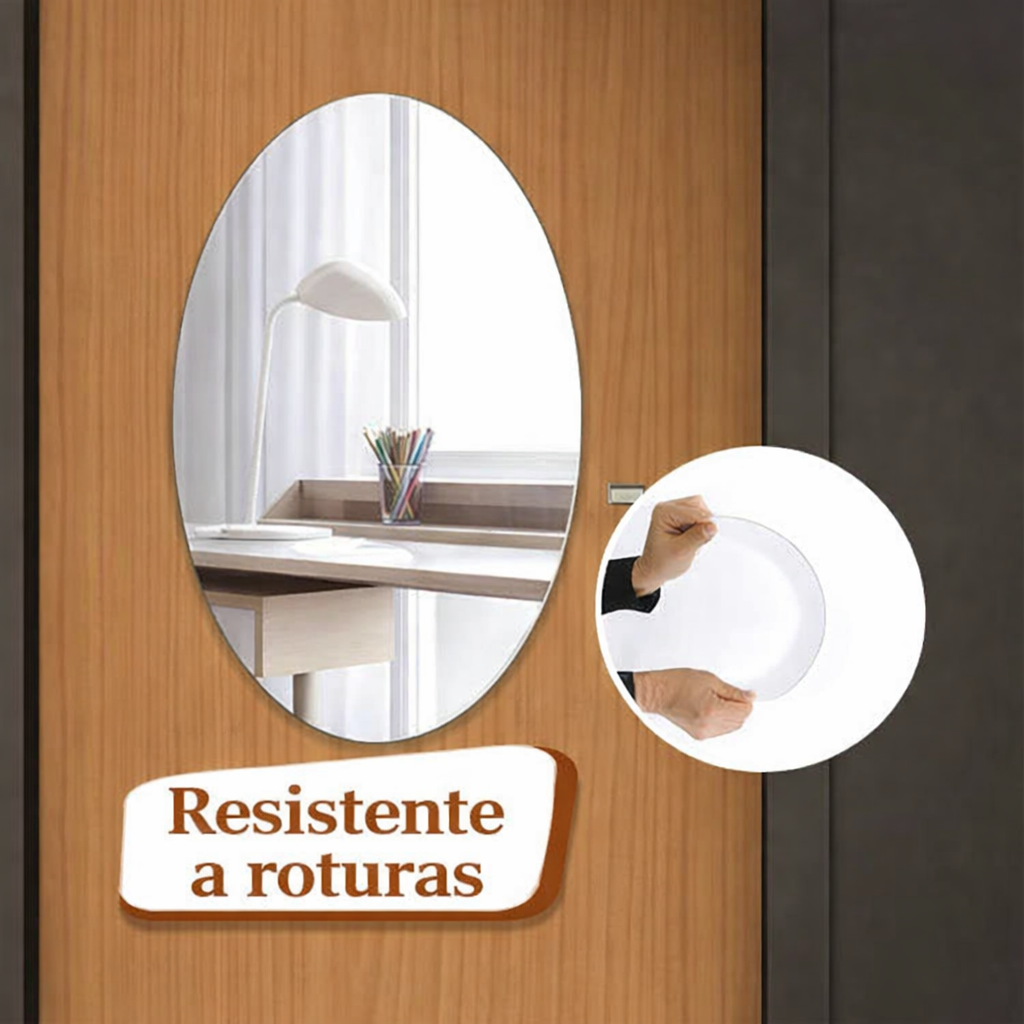 Espejo 3D con forma ovalada (juego de 10 piezas) - se Pega y Ya -50% Desceunto