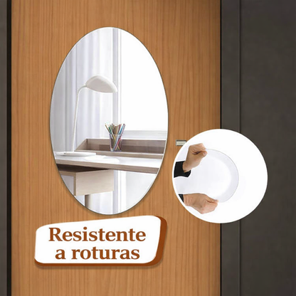 Espejo 3D con forma ovalada (juego de 10 piezas) - se Pega y Ya -50% Desceunto