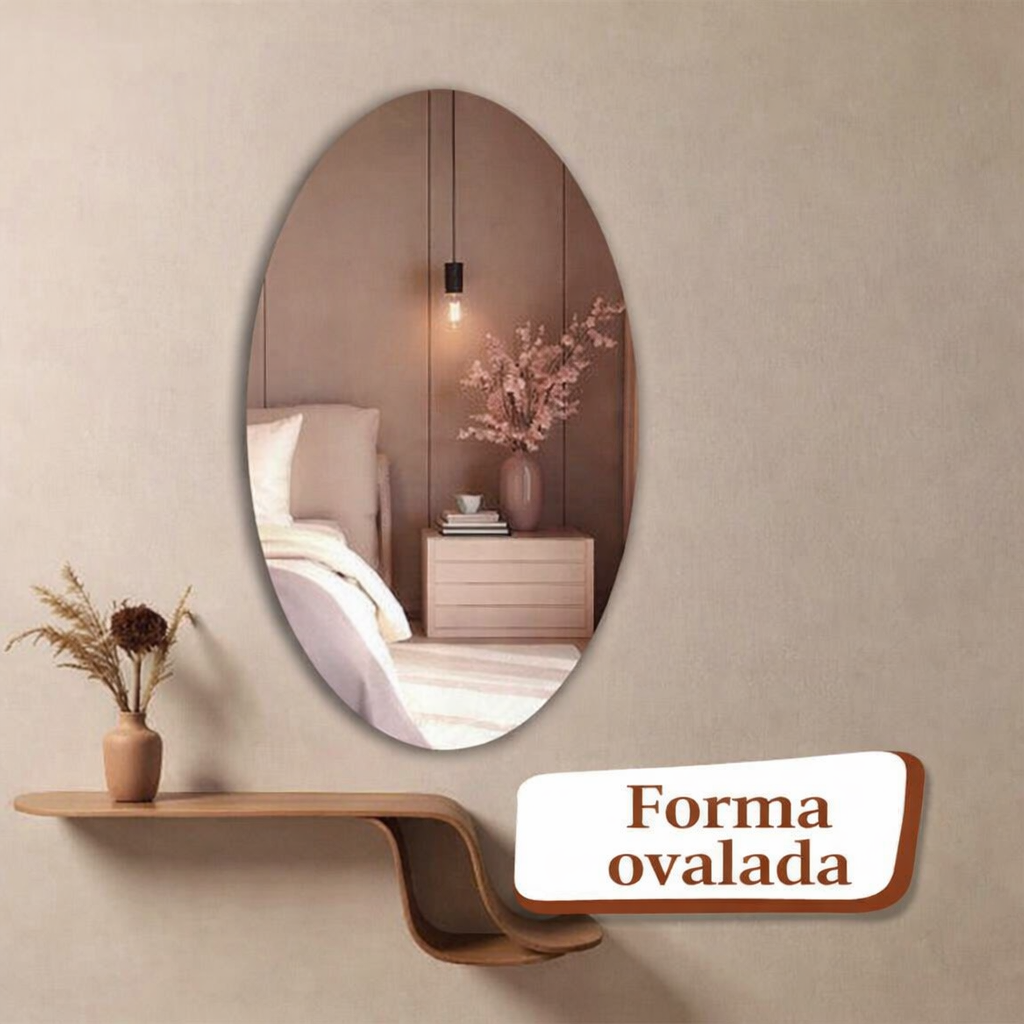 Espejo 3D con forma ovalada (juego de 10 piezas) - se Pega y Ya -50% Desceunto