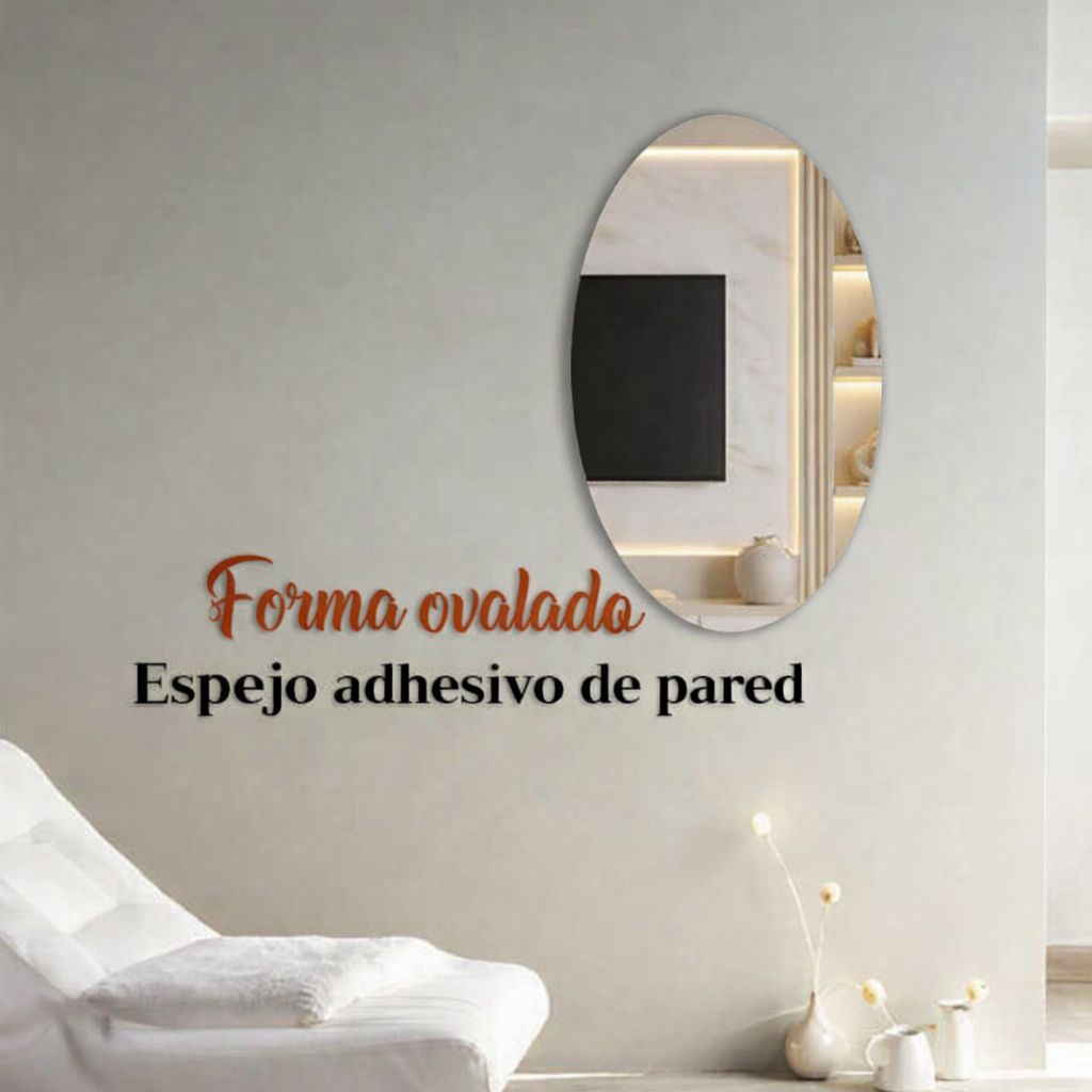 Espejo 3D con forma ovalada (juego de 10 piezas) - se Pega y Ya -50% Desceunto