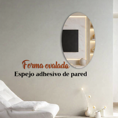 Espejo 3D con forma ovalada (juego de 10 piezas) - se Pega y Ya -50% Desceunto