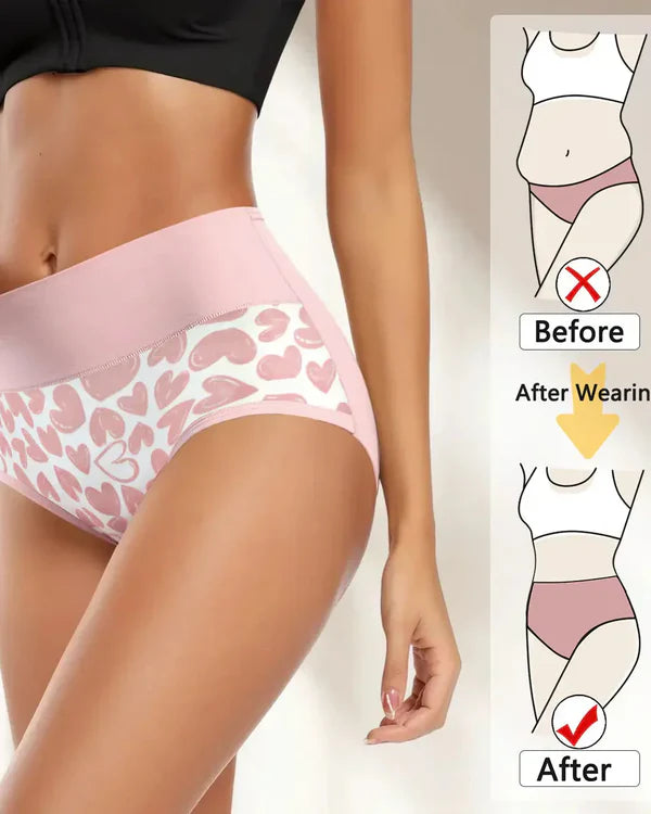 Bragas de mujer de algodón suave y elástico con estampado de corazones  -PACK 4 -50% dESCUENTO
